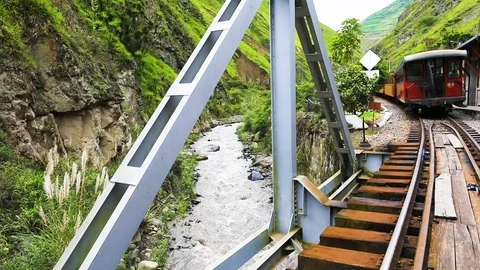 Train bridge Devil s Nose Alausi Ecuador Stock Footage 90085311