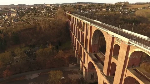 Train bridge europe germany thuringia travelling Stock Footage 73141172