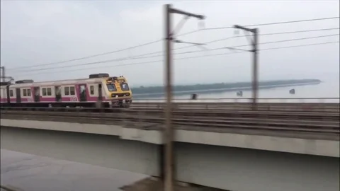 Train On Bridge Video stock 76147820