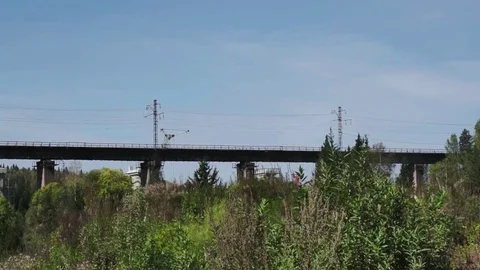 Train on bridge Stock Footage 81663953
