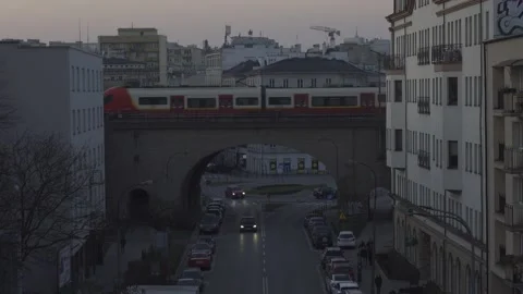 Train on a bridge Stock Footage 147993773