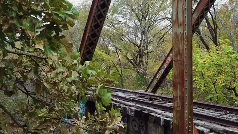 Train Bridge Graffiti Stock Footage 82124590