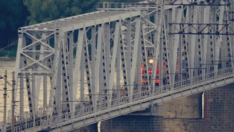 Train on the bridge over the Ob River Stock-Footage 123081184