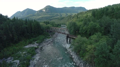 Train bridge over a river Video stock 154925297