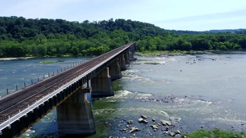 Train Bridge over the Susquehanna River 库存影片 161287333