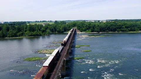 Train Bridge over the Susquehanna River Stock Footage 161287341