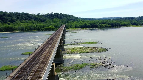 Train Bridge over the Susquehanna River 库存影片 161287465