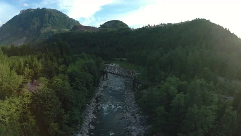 Train bridge over water Stock Footage 154920871