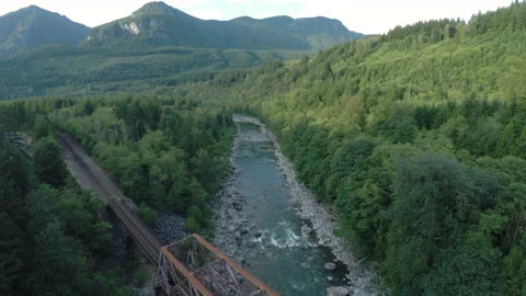 Train bridge over water Stock Footage 154921184