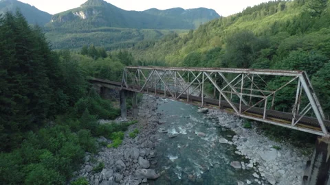 Train bridge over water Stock Footage 154927514