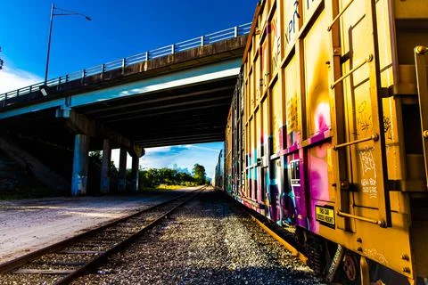 Train with a Bridge Stockfoto's