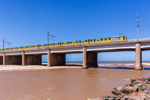 Train Bridge River Ocean Stock Photos