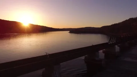 Train Bridge Sunset 2 Stock Footage 164244005