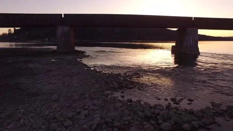 Train Bridge Sunset 3 Stock Footage 164244017