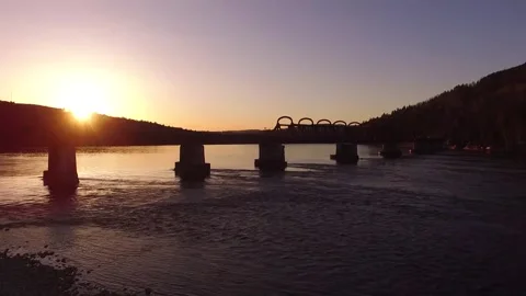 Train Bridge Sunset Stock Footage 164244012