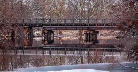 Train Bridge in Winter Stock Photos