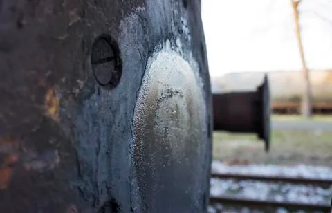 Train bumper buffer 스톡 사진