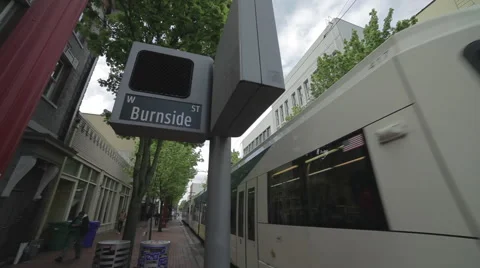 TRAIN ON BURNSIDE PORTLAND OREGON Stock Footage 50223232