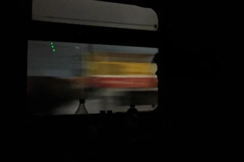 Train  cabin window at night Stock Photos