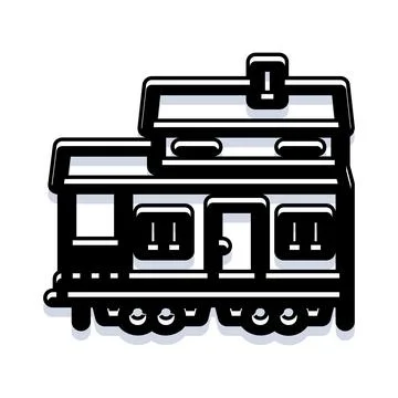Train caboose car moving along railway tracks イラスト素材