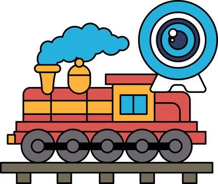 A train with a camera on top of it Stock Illustration