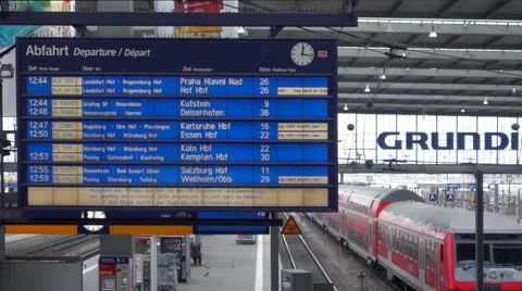 Train cancelled today, scoreboard  in munich station Stock Footage 43832503