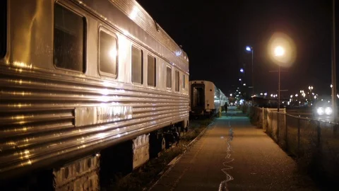 A Train car added during the Night Stock Footage 92652886