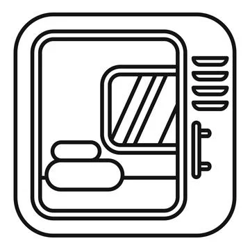 Train car compartment interior line art icon Stock Illustration