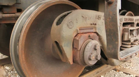 Train Car Wheels Dolly Stock-Footage 32593297
