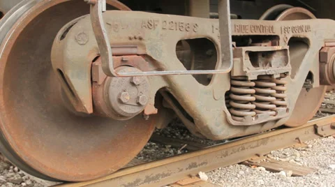 Train Car Wheels Low Angle Dolly Stock Footage 32593536