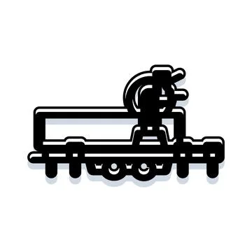 Train car with wheels outline vector icon Stock Illustration