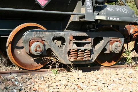 Train car wheels Foto stock