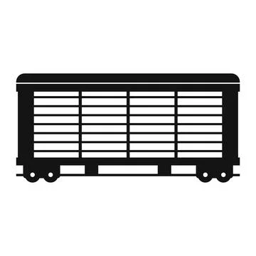 Train cargo wagon black simple icon Stock Illustration