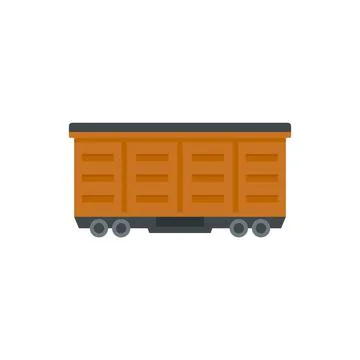 Train cargo wagon icon flat isolated vector Stock Illustration
