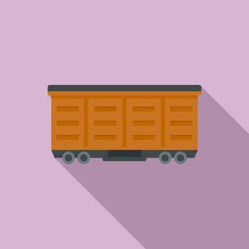 Train cargo wagon icon, flat style Stock Illustration