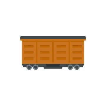 Train cargo wagon icon flat isolated Stock Illustration
