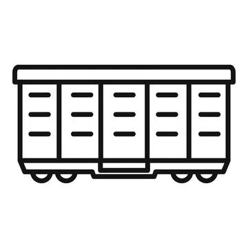 Train cargo wagon icon, outline style Stock Illustration
