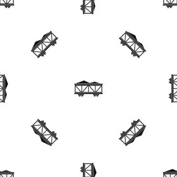 Train cargo wagon pattern seamless black Stock Illustration