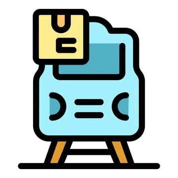 Train carrying parcel box, fast delivery and logistics icon Stock Illustration