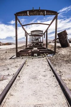 Train Cemetery aka train graveyard, Uyuni, Bolivia, South America Stock Photos