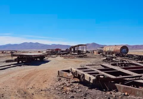 Train Cemetery in Uyuni Stock Photos
