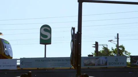 Train in central Berlin passing over a bridge Stock Footage 88200231
