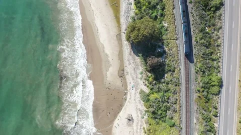 Train Central Coast Ocean Beach Vídeo Stock 150773493