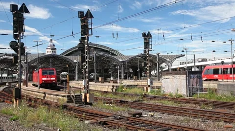 Train at the Central Station in Cologne, Germany Stock Footage 65815445