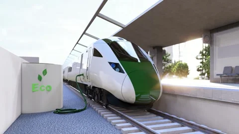 Train charging, eco train, zero emission transport. Stock Footage 320186887