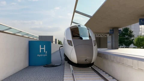Train charging, hydrogen train Stock Footage 298073340