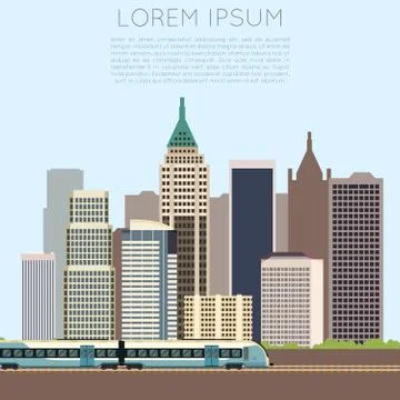 Train in city banner Stock Illustration