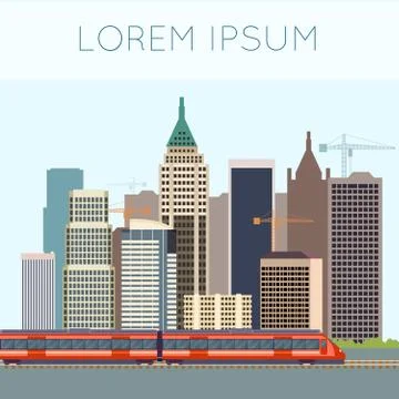 Train in city banner Stock Illustration