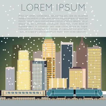 Train in city banner Stock Illustration
