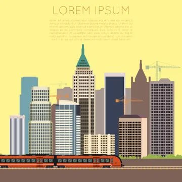 Train in city banner Stock Illustration
